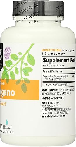 Miniatura 4 de 365 by Whole Foods Market, Fórmula estandarizada de aceite de orégano, soporte antioxidante, cápsulas líquidas veganas, 120 unidades