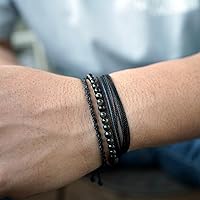 Vista 274 de Handmade Natural Stone Beaded Healing Bracelet Gift for Men Adjustable Rope String Bracelet (picasso jasper, Adjustable)