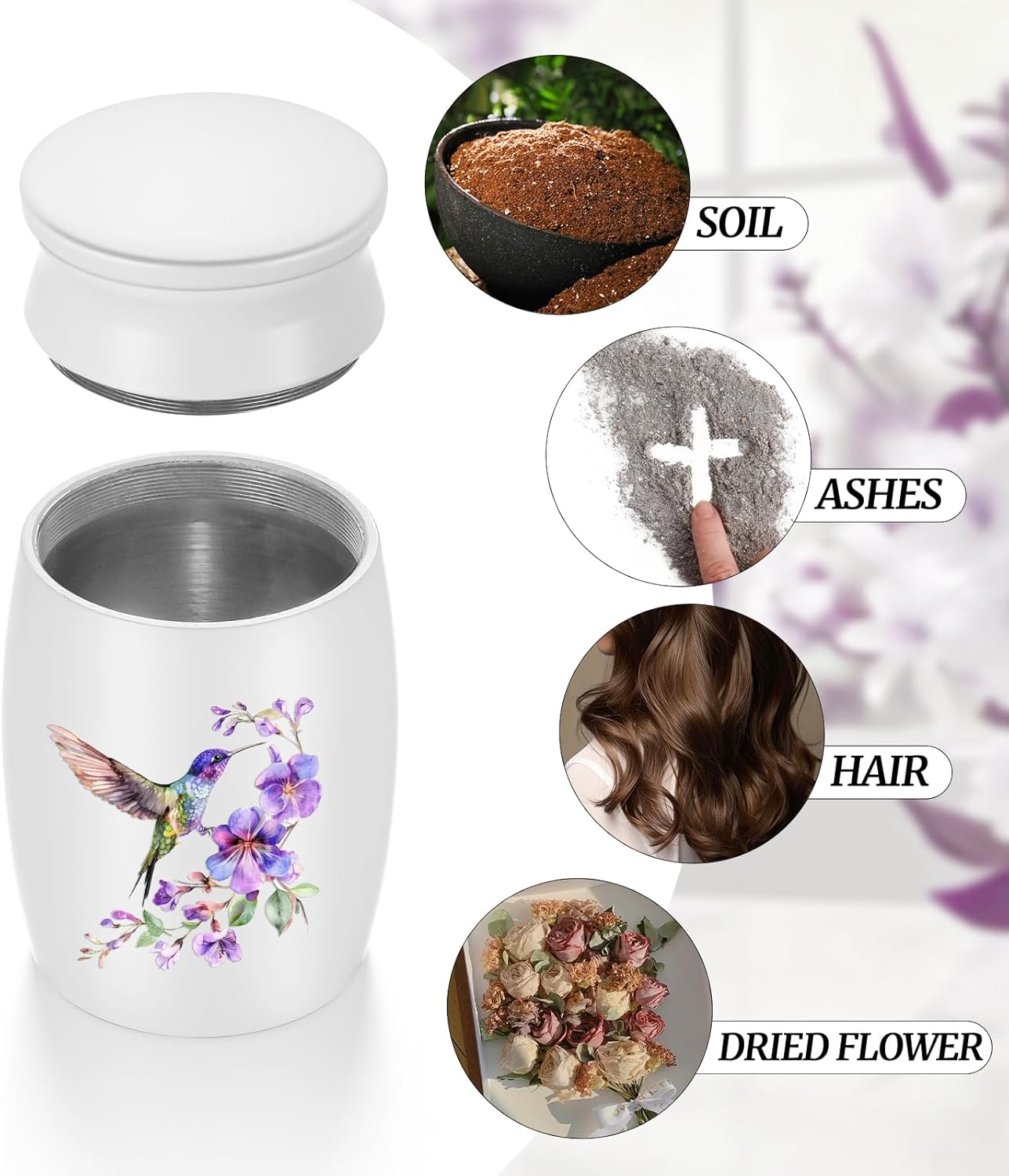 Abooxiu Small Hummingbird Mini Urn for Ashes Aluminium Memorial Small Ash Keepsake Urn - Image 5