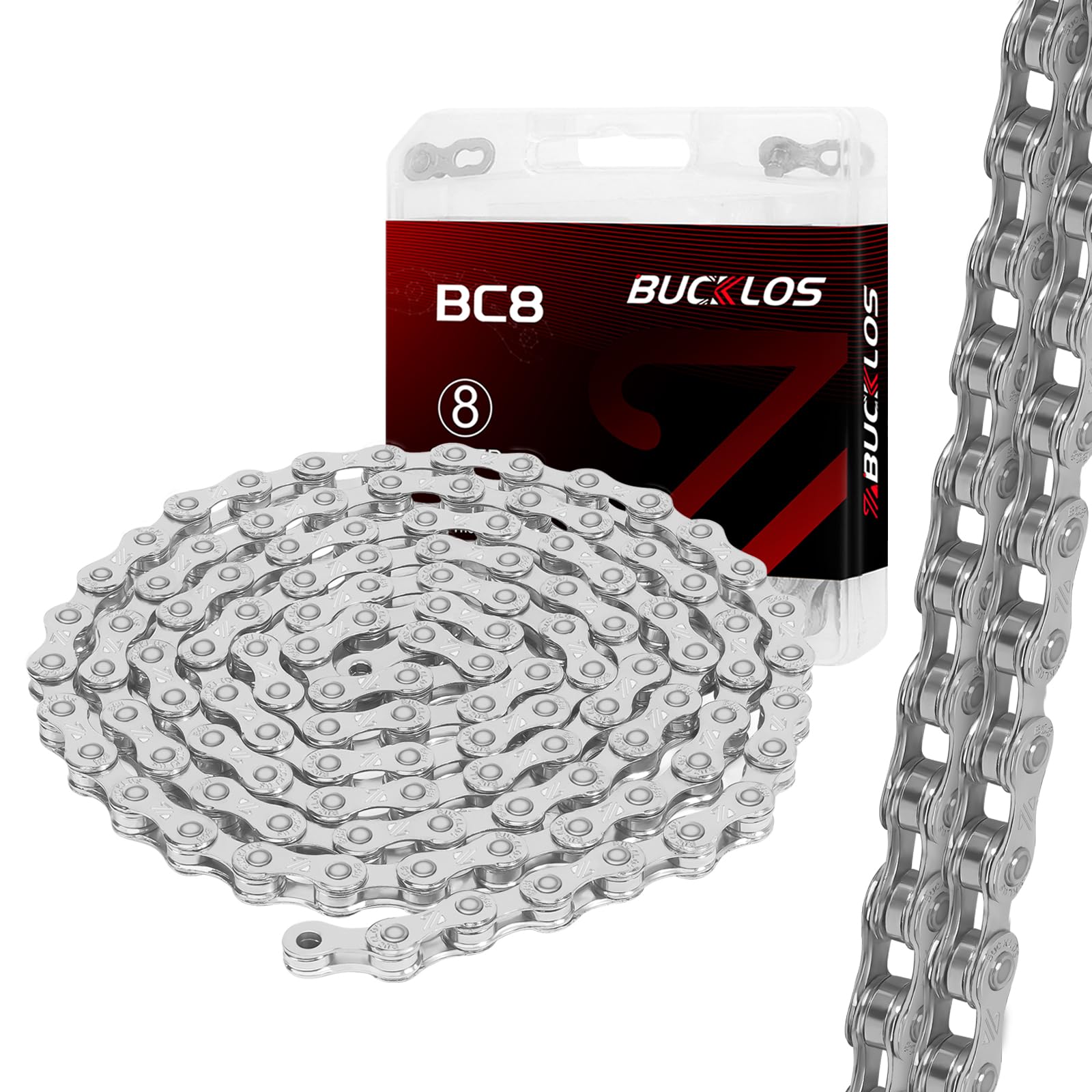 AEYINO 6/7/8 Speed Bike Chain,Bicycle Chain for Road Bike/Mountain/MTB 1/2 x 3/32 Inch 116 Links with Quick Link,Compatible with SHIMANO/SRAM/CAMPAGNOLO/KMC,Silver โ image 1