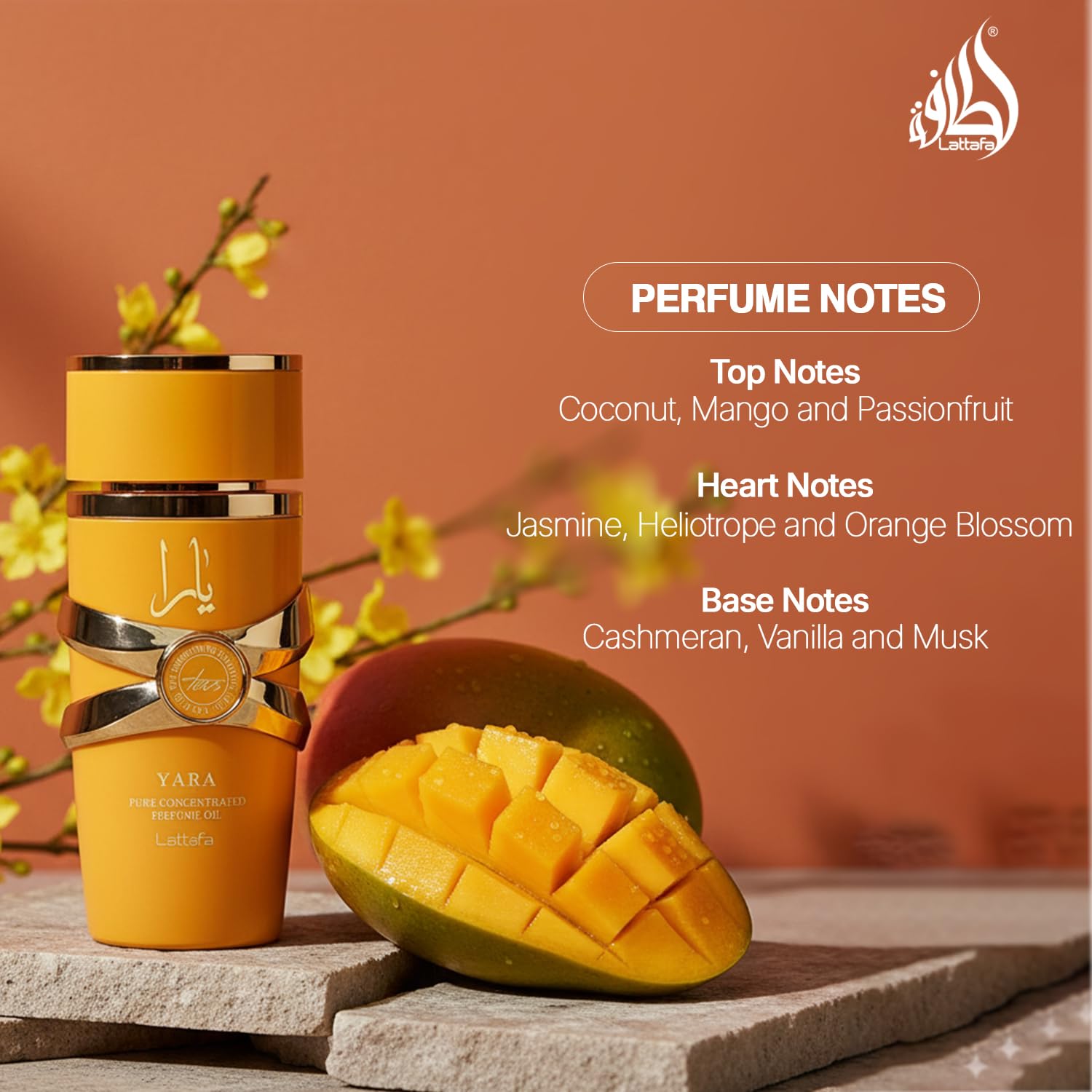 Lattafa Yara Pure Concentrated Perfume Oro, 20 ml, Lujoso diseño árabe
