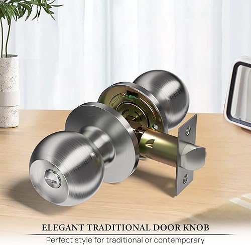 Miniatura 5 de VICMEON Paquete de 8 pomos redondos de privacidad para puerta, diseño moderno, pomos de privacidad sin llave, cerradura interiorexterior, herrajes