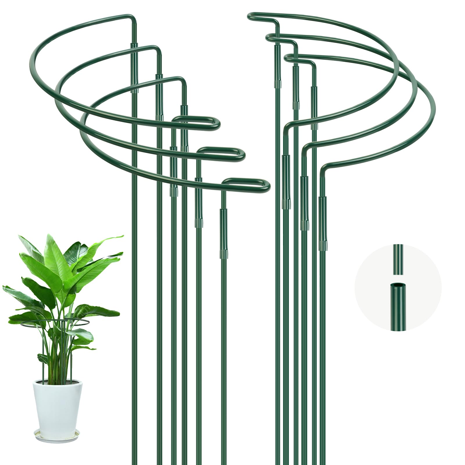 JJAURANCE Pali di Supporto for Piante, con Anello di Fissaggio Regolabile Bastoncini for Piante Verdi Pali di Supporto for Piante da Interno ed Esterno, Fiori, arrampicata/172(37cm 5mm