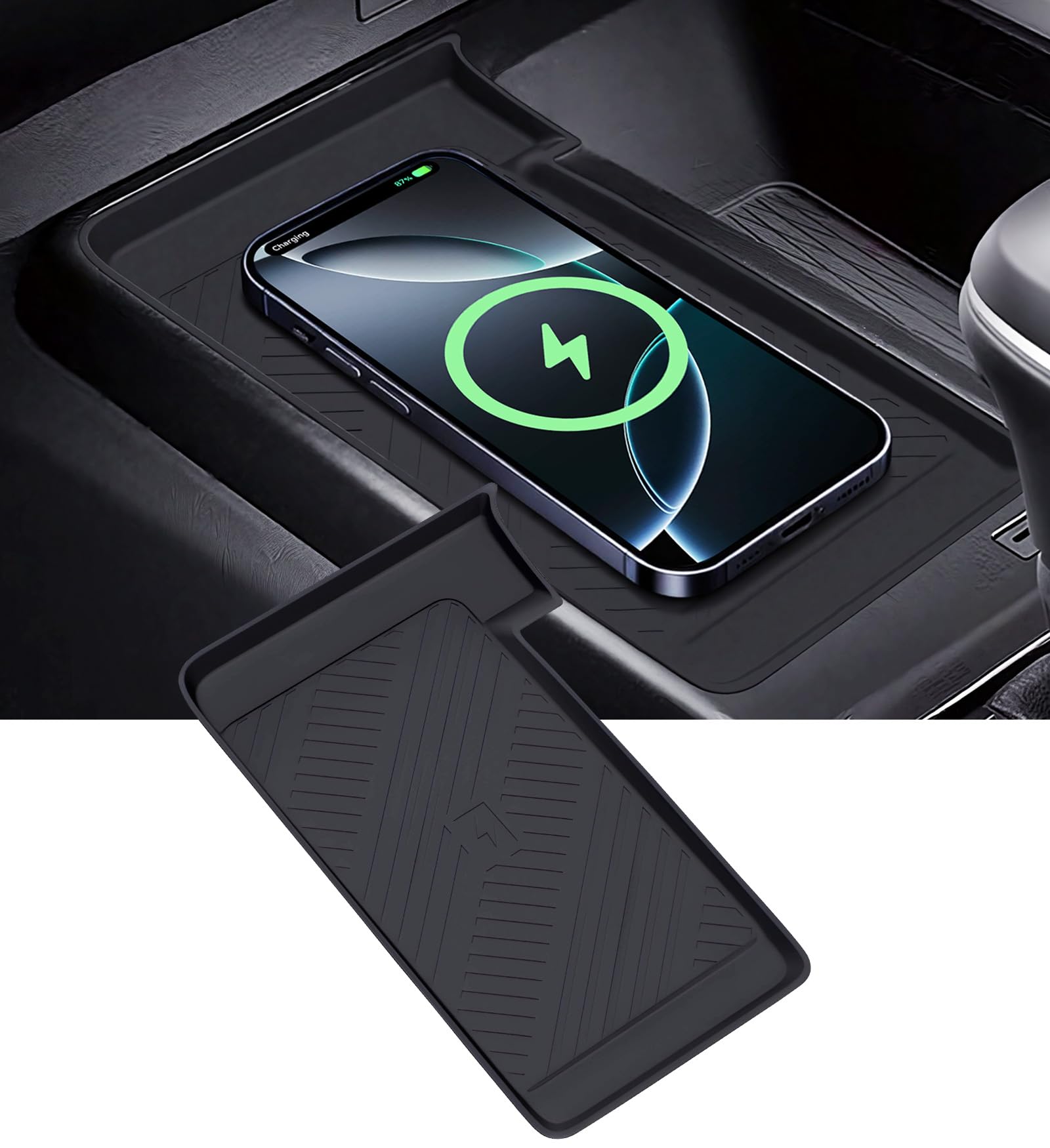 Wireless Charging Protective Mat for Toyota Camry 2026 2025, Center Console Interior Accessories Silicone Anti-Slip Wireless Charger Cover Pad for 2025-2026 Camry, Black