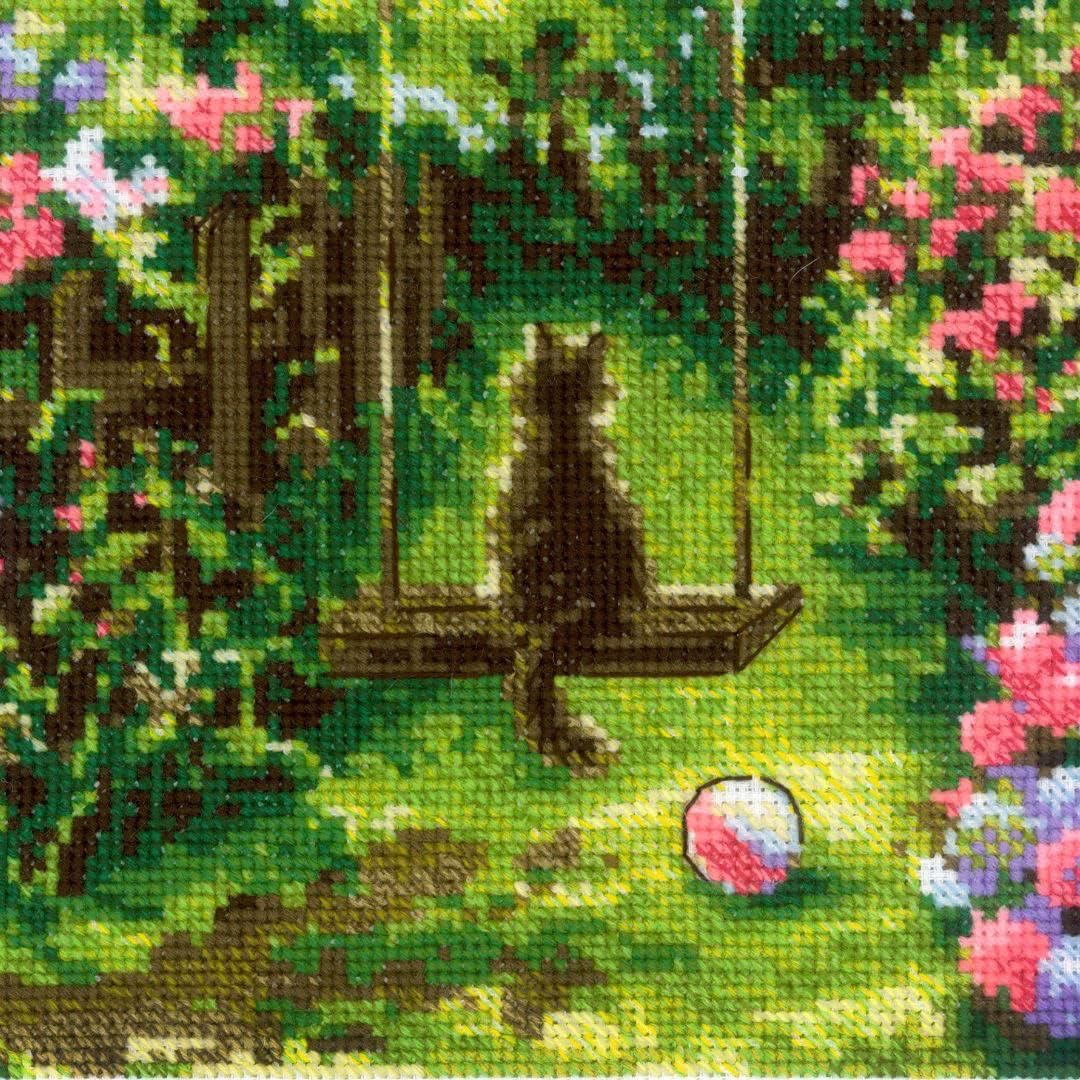 RIOLIS - Garden Swing 2114, Cross Stitch Kits 8.25"X11.75", Cross Stitch for Beginners & Advanced, Crossstitching for Adults, Counted Stitching Kits, Embroidery Kit