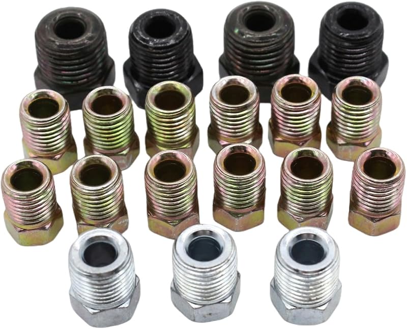 Kit de conexões para linha de freio em aço inoxidável YUCHENSHLP para tubo de 3/16" com flare invertido – 19 peças