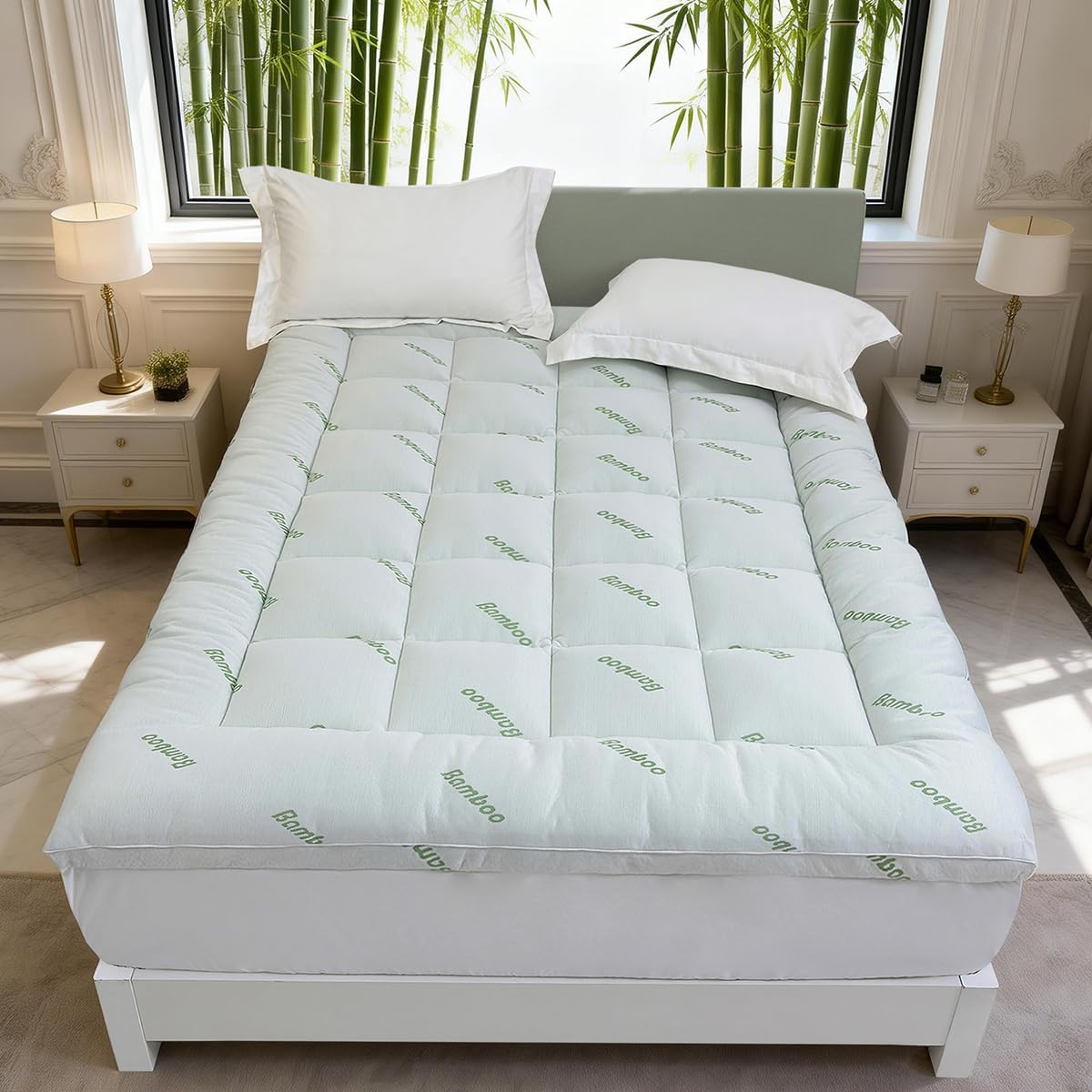 Thick Plush Mattress Topper Pad, Soft Breathable Quilted Bed Cushion with Deep Pocket 8-21 Inch, Machine Washable for Bedroom, Outdoor, RV Camping (Full)