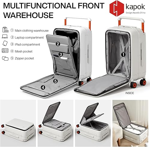 Miniatura 3 de mixi Equipaje a cuadros con asa ancha y diseño de lujo, maleta de viaje con ruedas giratorias huecas, marco de aluminio, con funda, 24 pulgadas,