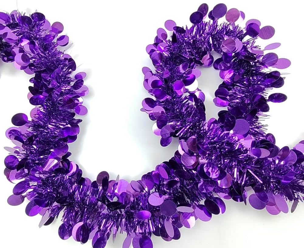 Pack of 3 Christmas Small Disc Garland Christmas Decoration Garland Glittering Decorative Garland Hanging Decoration for Christmas DIY Decoration Birthday Wedding Party Purple 2 m