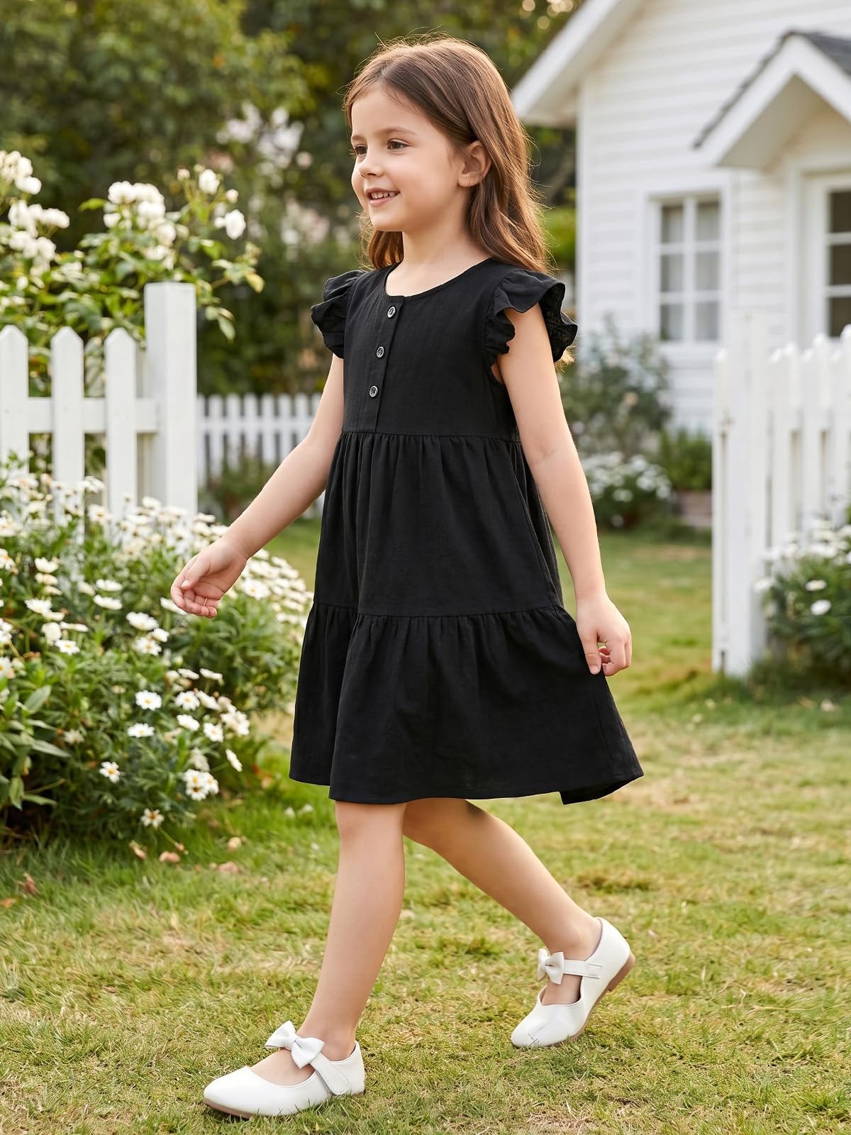 Miipat Bébé Fille Robe Volants L'été sans Manches à Dos Découvert Fille Loisirs Vêtements Plage La Fête Robes 2-7 Ans