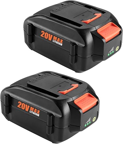 Miniatura 8 de ANTRobut Paquete de 2 baterías de repuesto de 6.5Ah para batería Worx de 20 V WA3575 WA3578, con cargador de batería Worx de repuesto de 20 V
