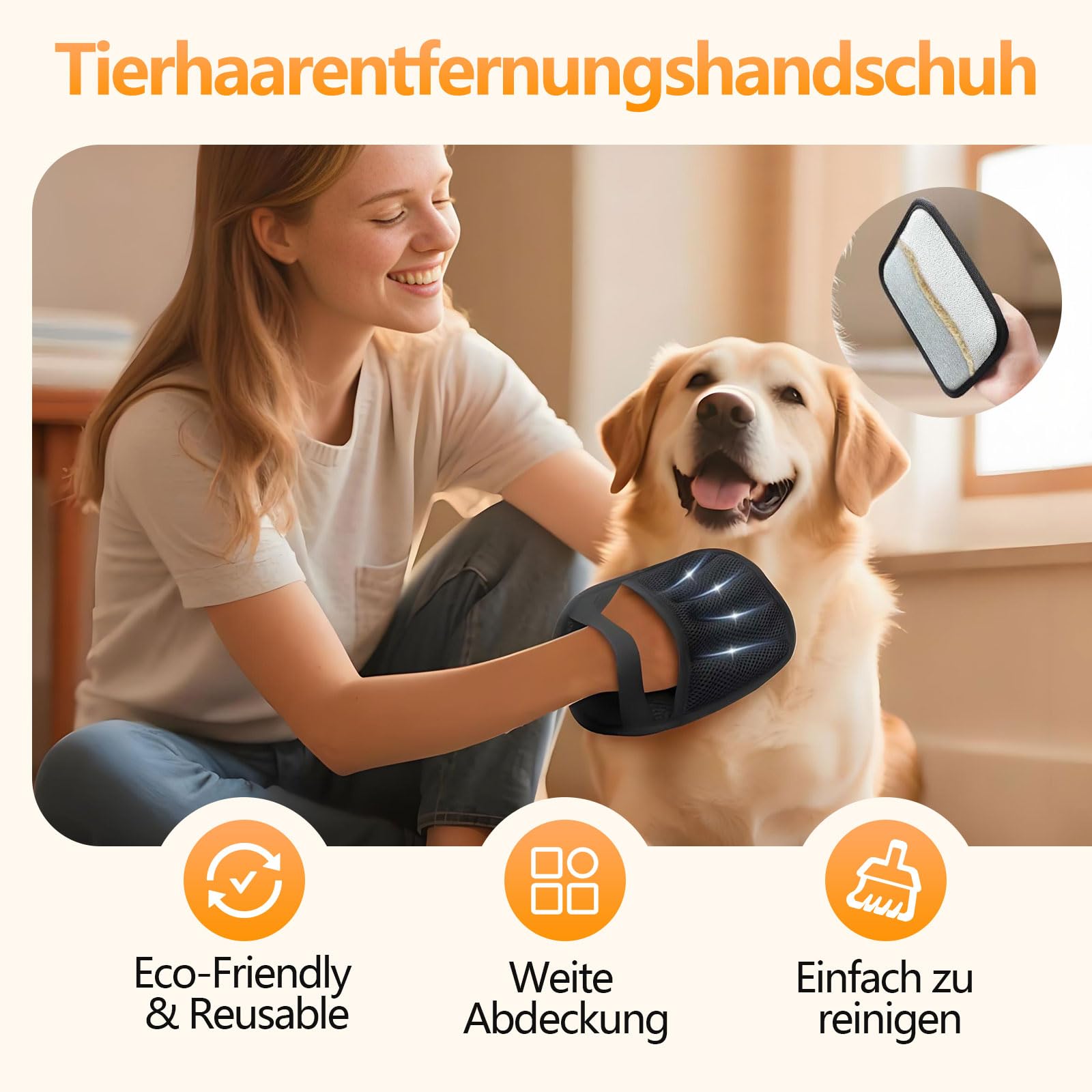 TOOHAO Guanto Peli Gatto Cane, Guanti Statici per Peli Animali, Pet Hair Remover Gloves per la Pulizia dei Vestiti Tappeti Divani Sedili Auto, Riutilizzabile e Lavabile (Nero)