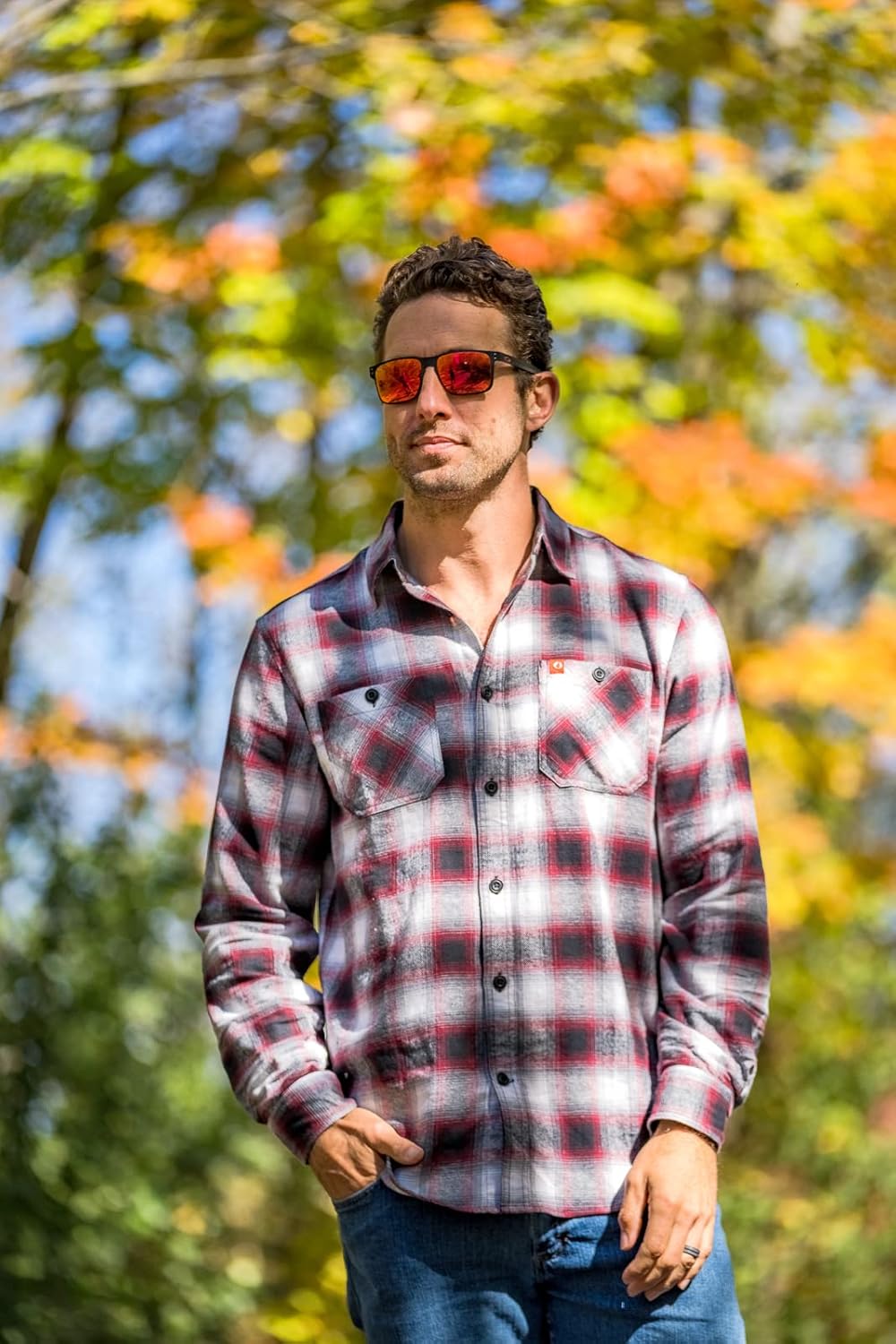 The American Outdoorsman Men's Flannel Button Down - Long Sleeve Midweight Plaid Button Down Shirt - Breathable Flannel