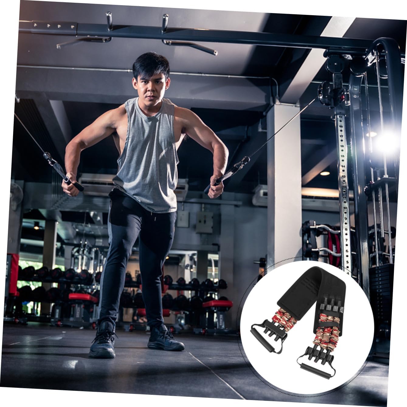 36kg Ergonomic Handles Chest Expand Rope Bench Press Pulling Band for Fitness