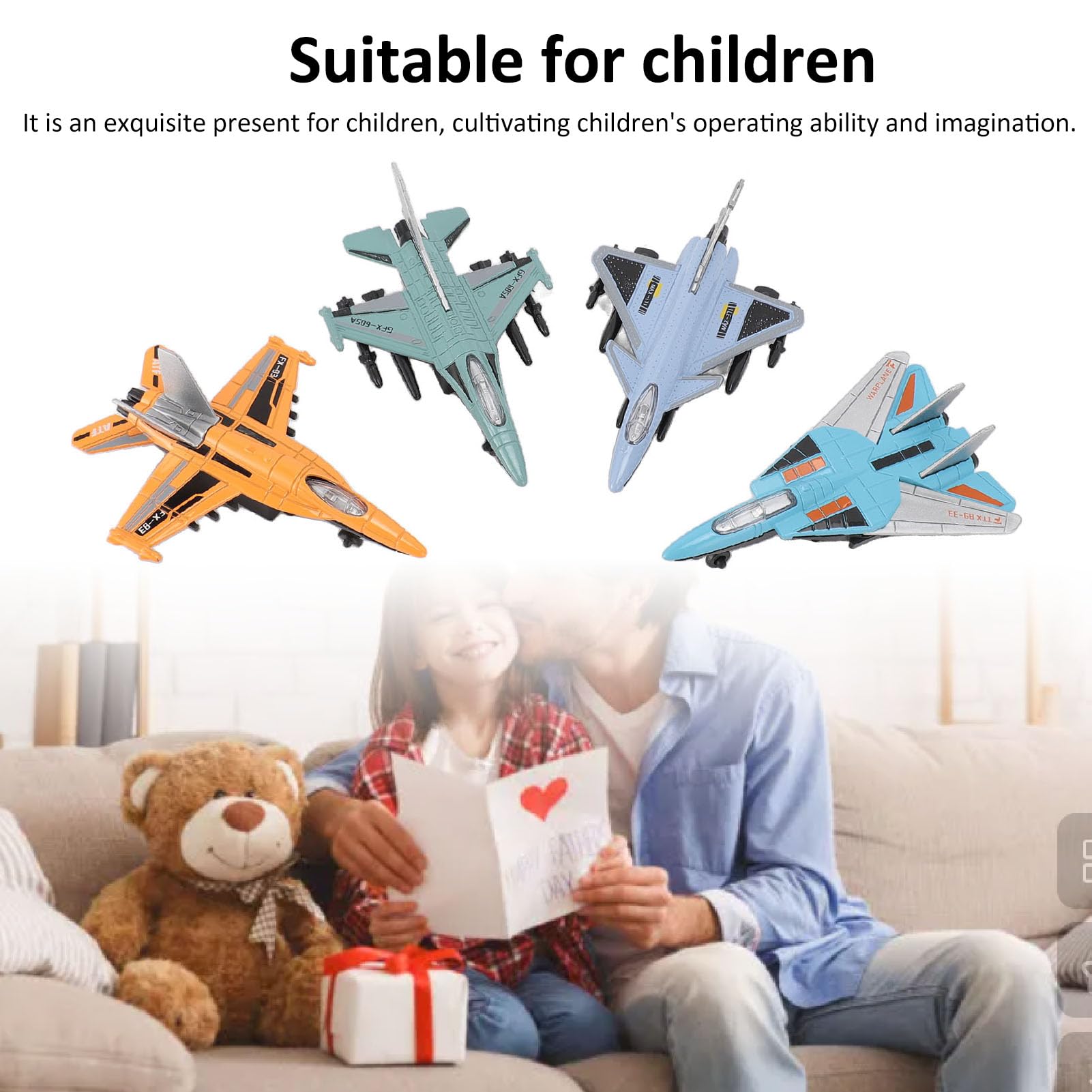 Pilipane Modello da combattimento Lifelese squisito Jet Modello interattivo Fun Fun Airplane Aereo Metal Airplane Statue per bambini piccoli