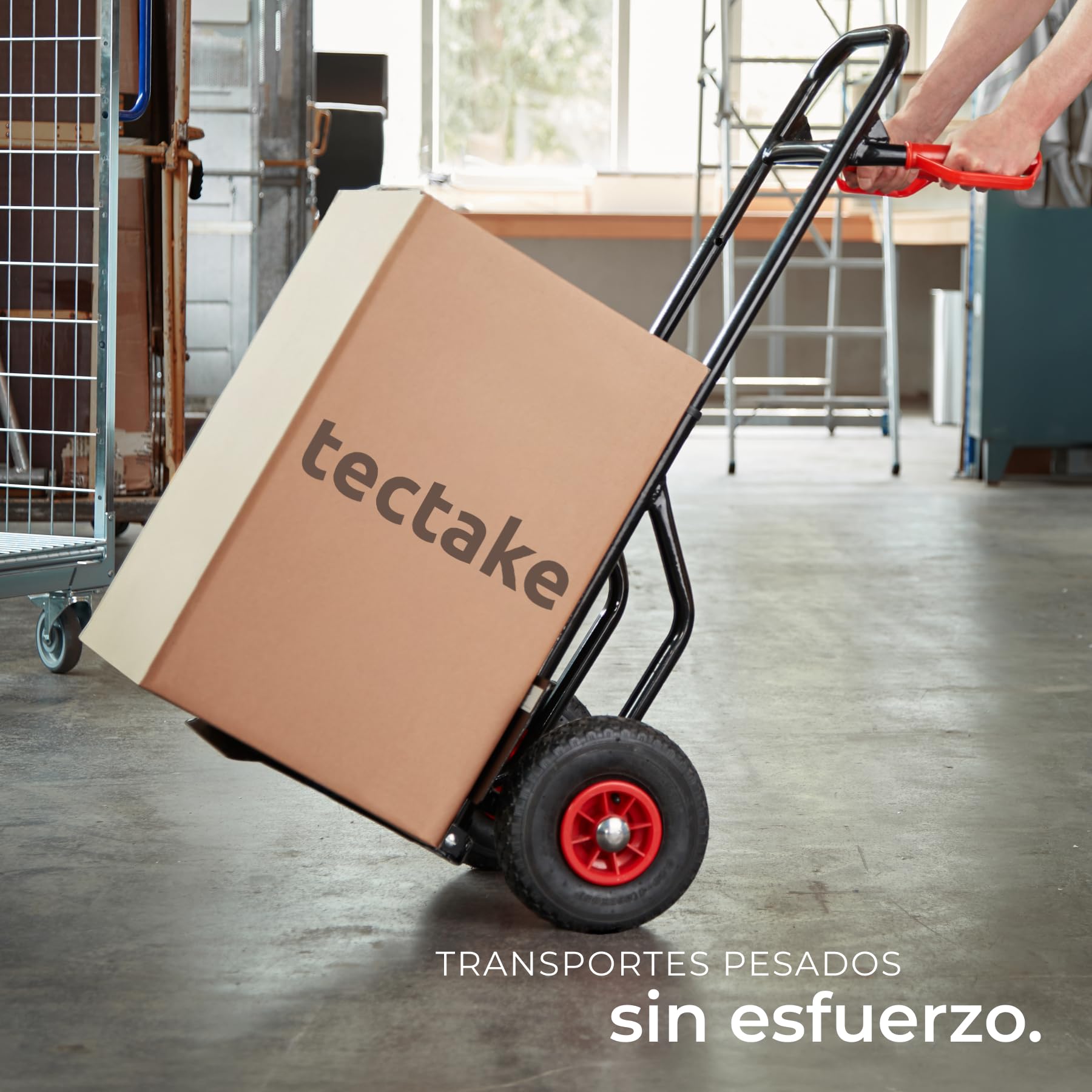 tectake® Carretilla de Mano Plegable, Estructura Robusta y Compacta, Extensible, Pala Plegable, Mangos de Seguridad, Fácil de Montar, Carro, Carretillas de Carga - Negro