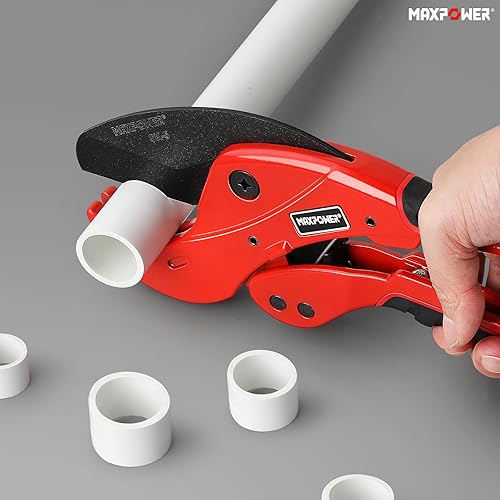 Miniatura 6 de MAXPOWER PVC Pipe Cutter, Cuts Up to 2 12", Ratcheting PVC Cutter with SK5 Blades, Ratchet Pipe Cutter Tool for PVC, PE, PEX, PPR and Rubber Hose