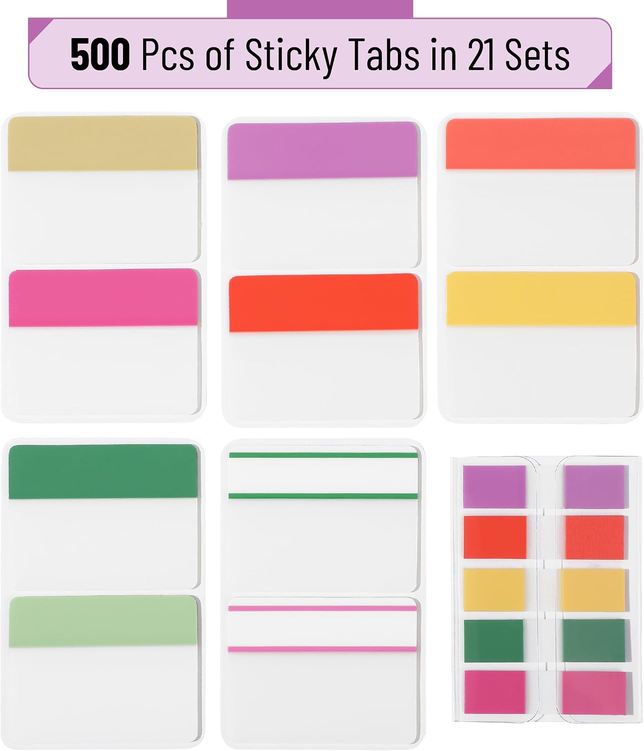 Mr. Pen- Sticky Index Tabs, 500 Pcs, 21 Sets, Colorful image 2