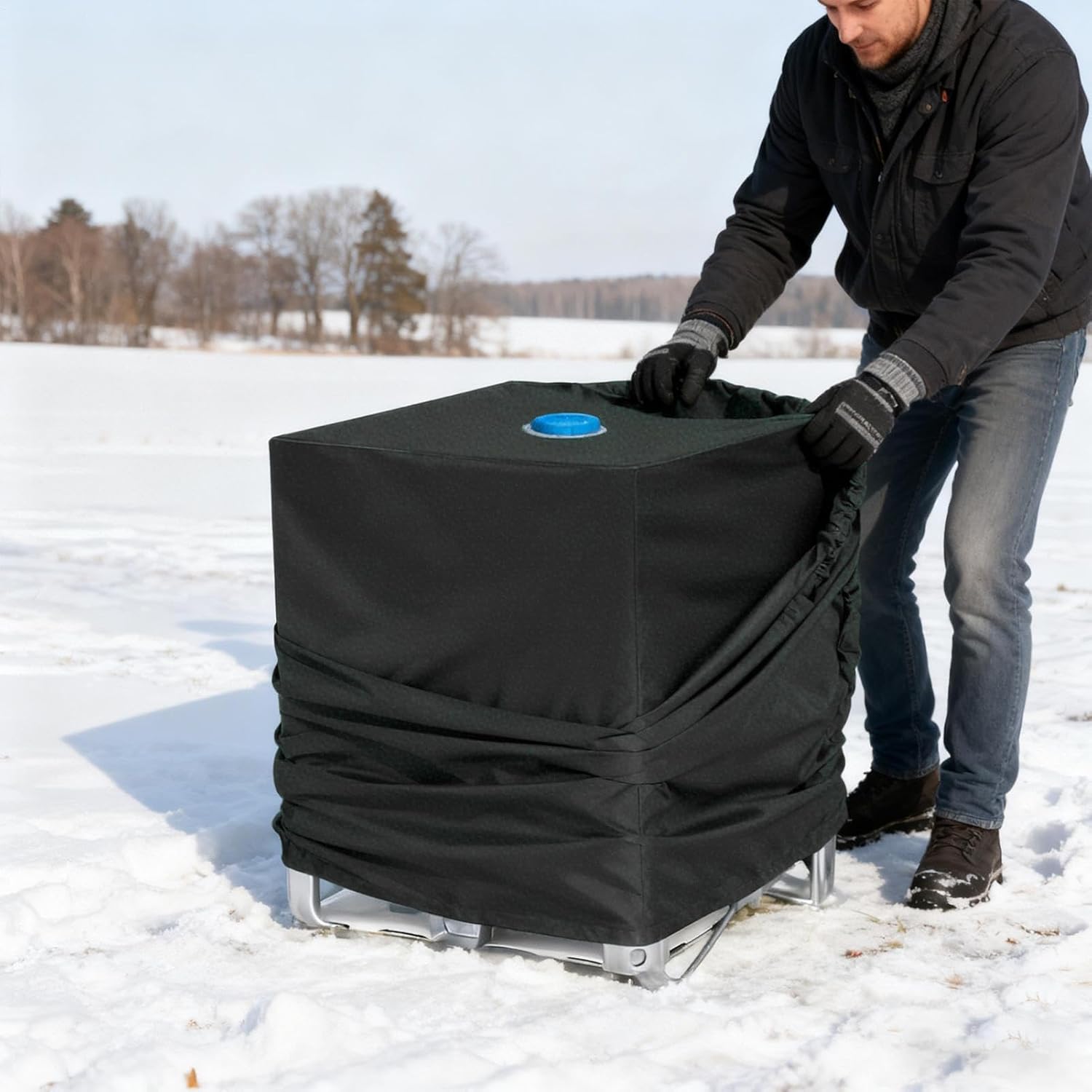 Cover for Container, Oxford Sunscreen for 1000 Litres | Dustproof Shade for Outdoor – for Protection Against Strong Winds Outdoor Lawn Garden Rain and Well