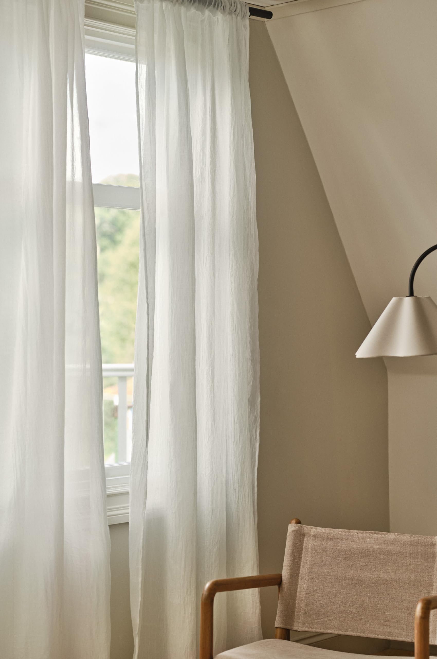 Jotex Set di 2 tende multiuso, in misto policotone, certificazione Oeko-TEX® Standard 100, cotone migliore, bianco, 140 x 300 cm