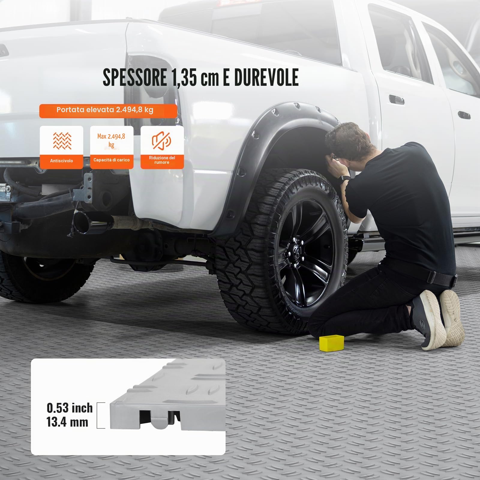VEVOR Piastrelle per Garage ad Incastro, Confezione da 25, Piastrelle per Pavimentazione Garage in PP, 305 x 305 x 13,4 mm, Texture Antiscivolo su Entrambi i Lati, per Garage, Officine di Riparazione