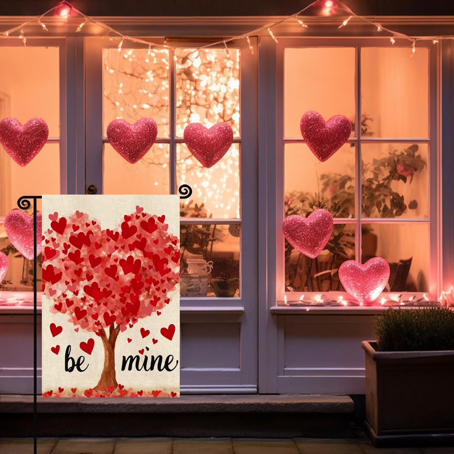 Valentines Day Garden Flag,Be Mine Flag,12x18 Inch Double Sided Love Heart Tree Anniversary Rustic Yard Outdoor Decoration ﻿ - Image 5