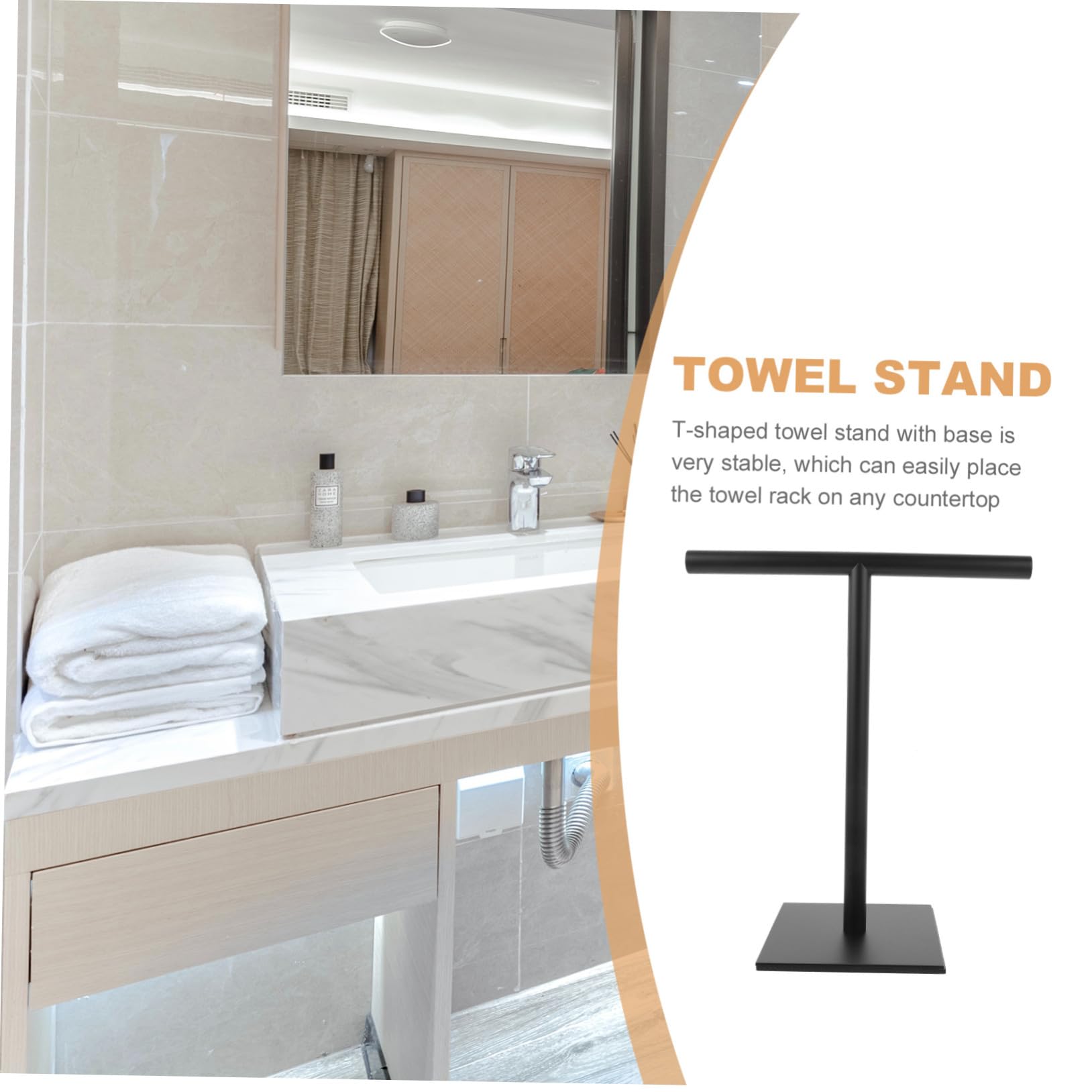 TOYANDONA Toallero de Mano de Acero Inoxidable Negro, Soporte Vertical Compacto para Toallas, Base Estable Antideslizante, Organizador para Baño y Cocina,