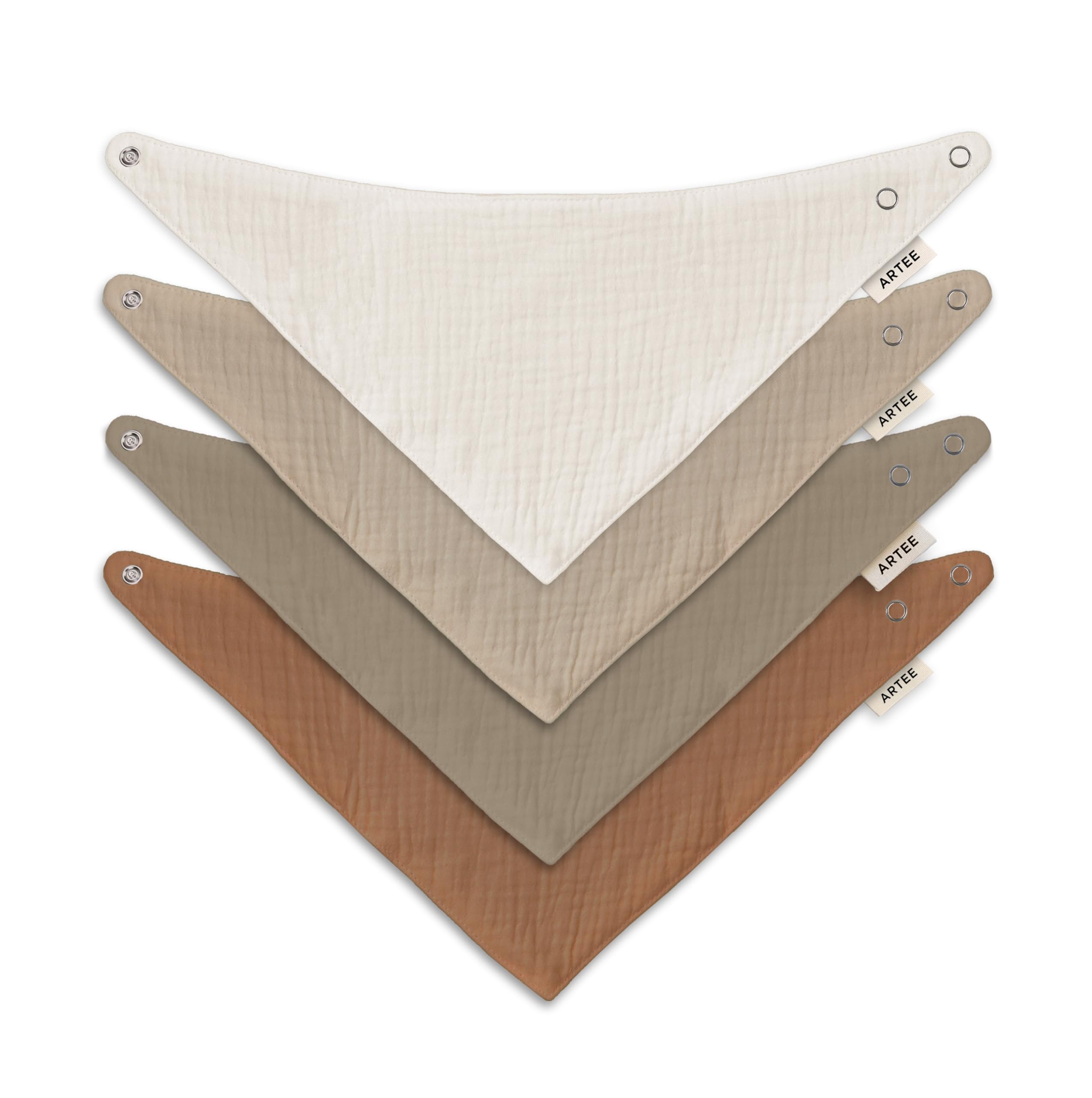 ARTEE Baby und Kleinkinder Halstuch, Sabberlatz aus 100% Musselin Baumwolle jeweils in Größe S oder Größe M, 4 oder 10 Stück Set (4, SET Earth, M)