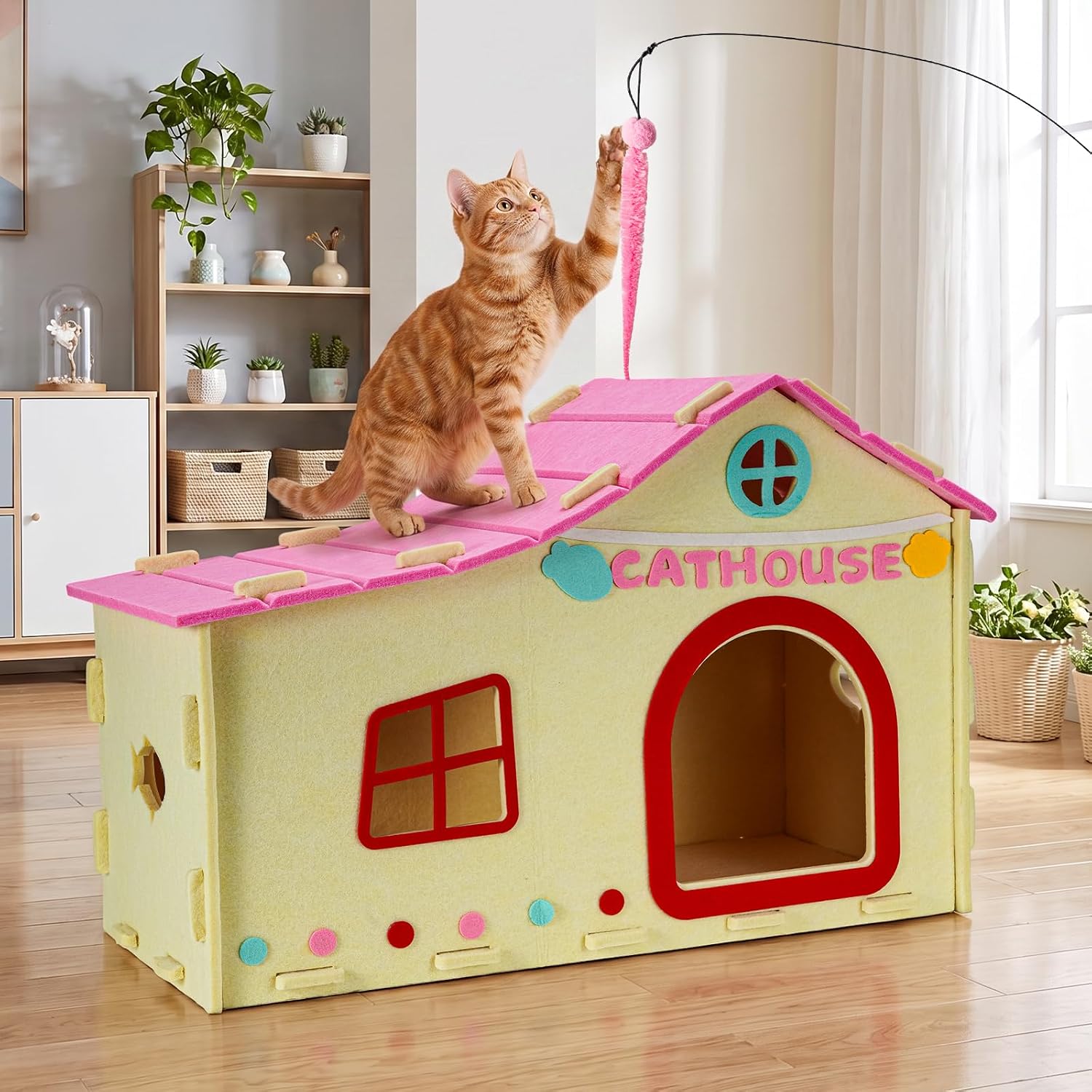 AsFrost Interactive Cat Feather Toy,Entertainment Playhouse for Indoor Cats image 3