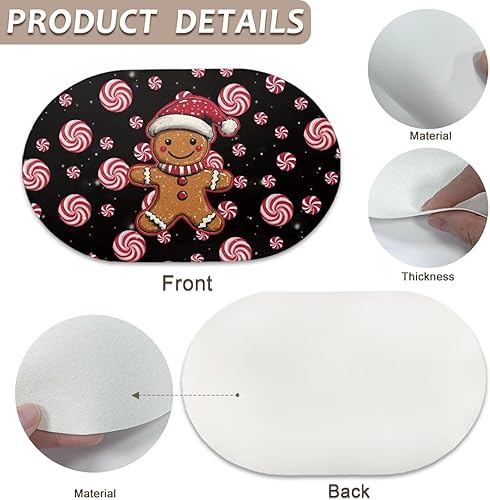 Miniatura 7 de Table Placemats Christmas Table Mats Set of 6 Oval Placemats for Dining Tables Washable Heat Resistant Place Mats for Daily Use 12X18 Inch