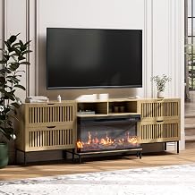 3-Sided Glass Farmhouse Fireplace TV Stand for TVs Up to 100 Inch, Entertainment Center with 36" Electric Fireplace, 4 Drawers Storage,Oak
