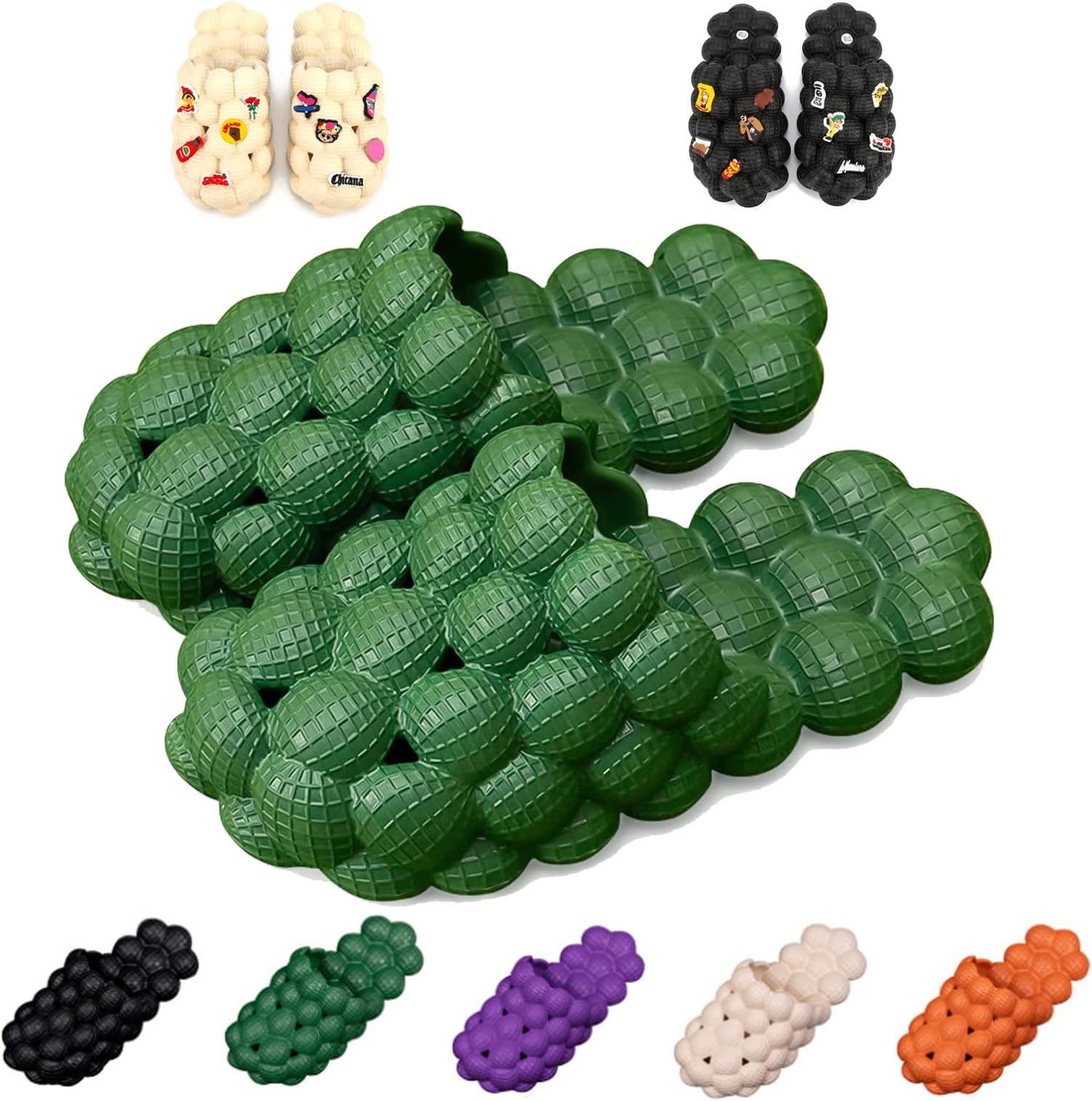 AIMINUOBubble Slides Slippers for Women Men,Funny Massage Slippers,Golf Ball Slides,Cloud Cushion Thick Sole Spa Slides,Non-slip Stress Relief Reflexology Sandals,Shower Bedroom Slippers