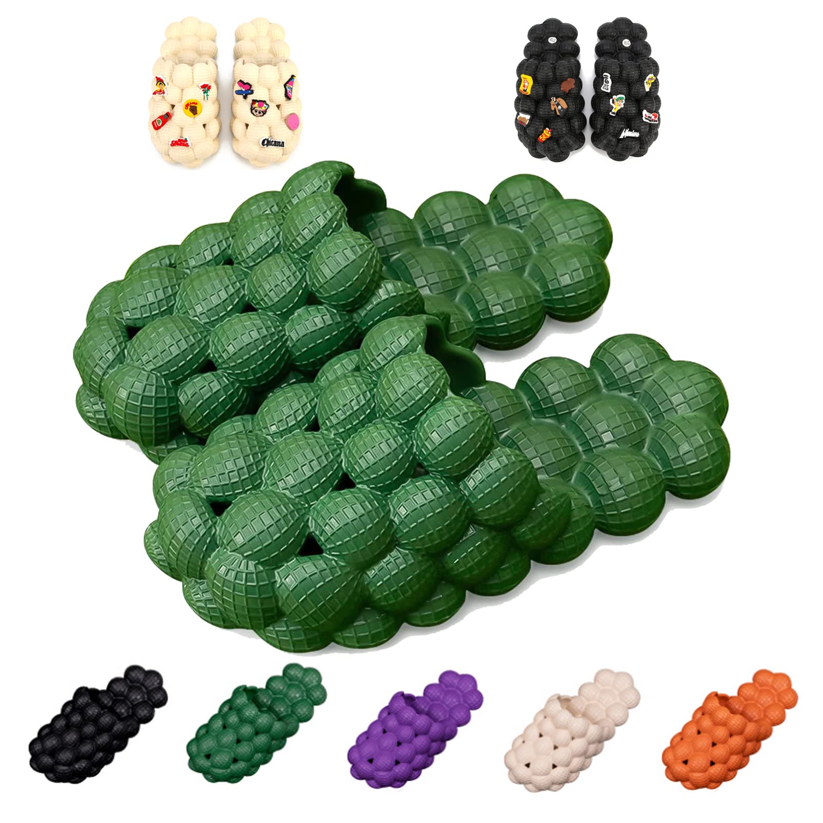 AIMINUOBubble Slides Slippers for Women Men,Funny Massage Slippers,Golf Ball Slides,Cloud Cushion Thick Sole Spa Slides,Non-slip Stress Relief Reflexology Sandals,Shower Bedroom Slippers