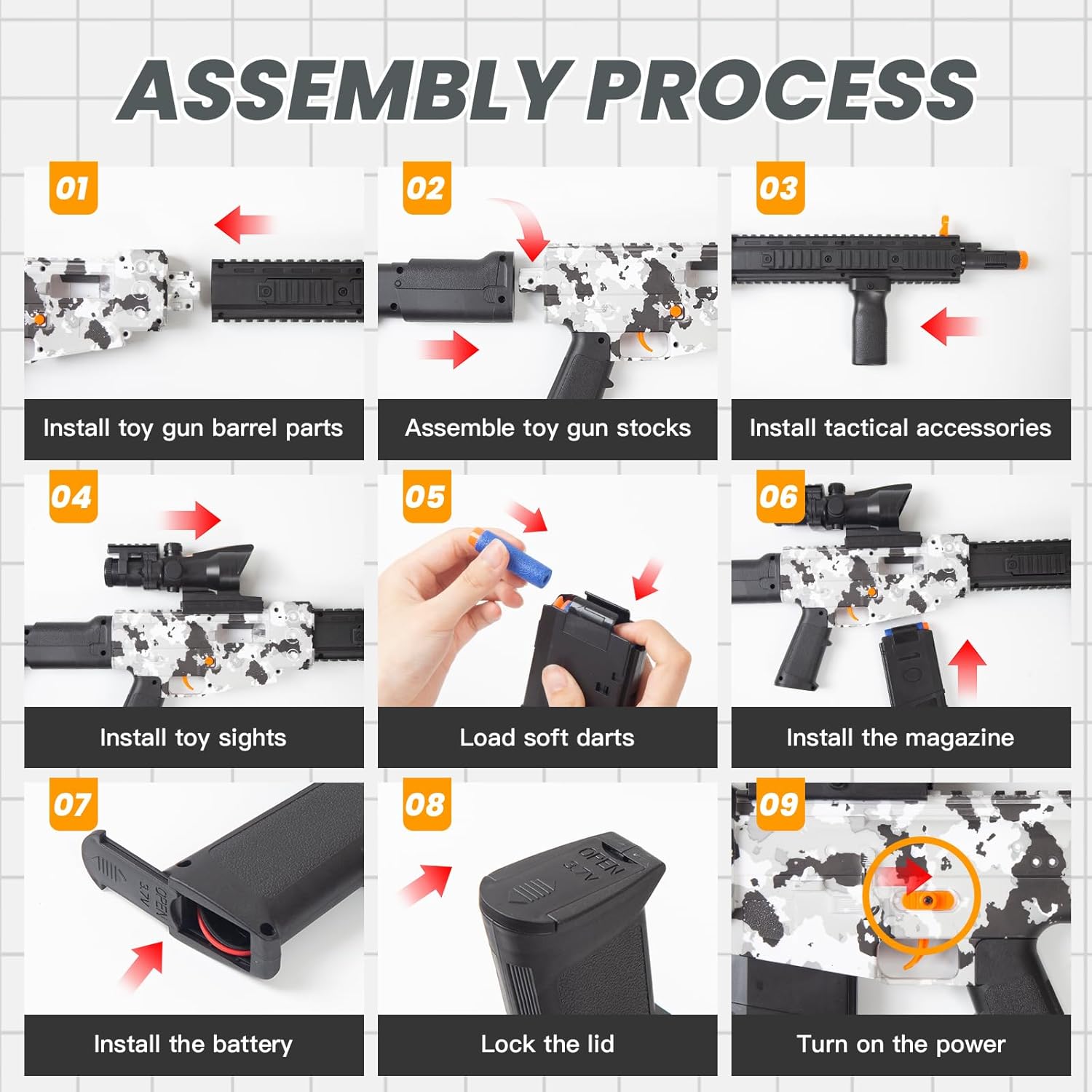 Realistic Toy Gun for Nerf Guns Darts, Foam Blaster - with Scope 120 Soft Bullets 3 Magazines, Semi-Auto Sniper Rifle Electric Machine Guns for Boys 8-12 Age, Birthday Gifts for Kids and Adults