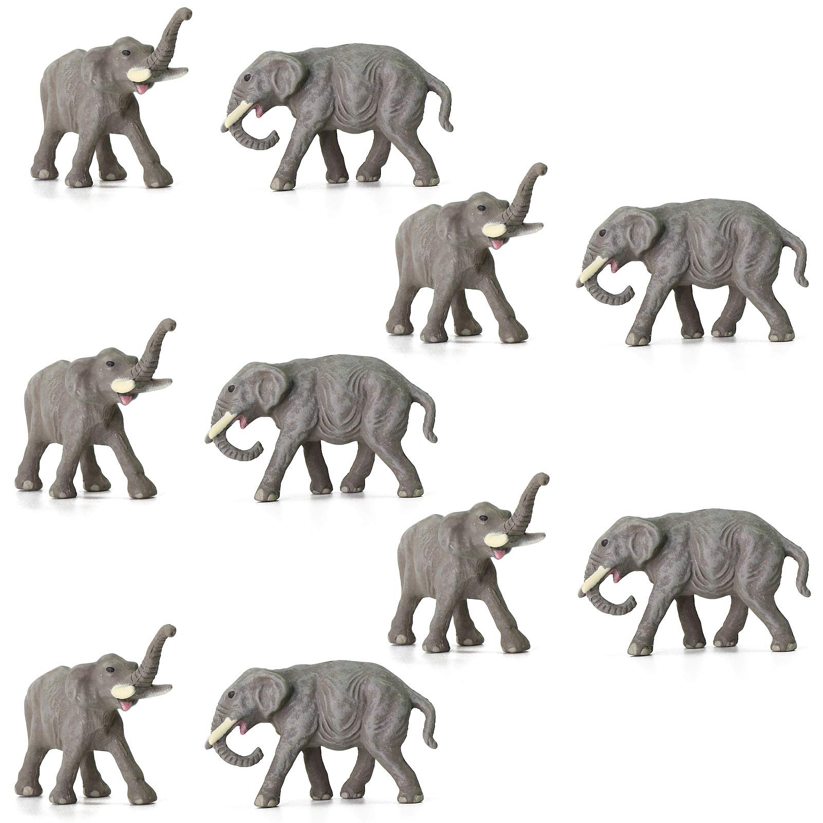 AN15004 10PCS 1:150 Wild Animals N Scale Elephants PVC Well Painted Elephant Use for Model Scenery Desktop Decor Railway Layout Diorama