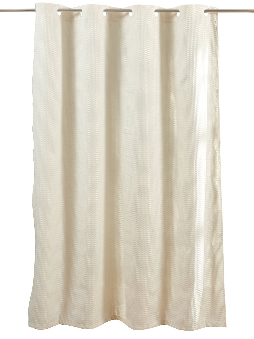 Obsessions Jacquard Hookless Shower Curtain with Liner, Magnetic Weight in-Liner, Rust Resistant Eyelets 180X200cm_Ivory