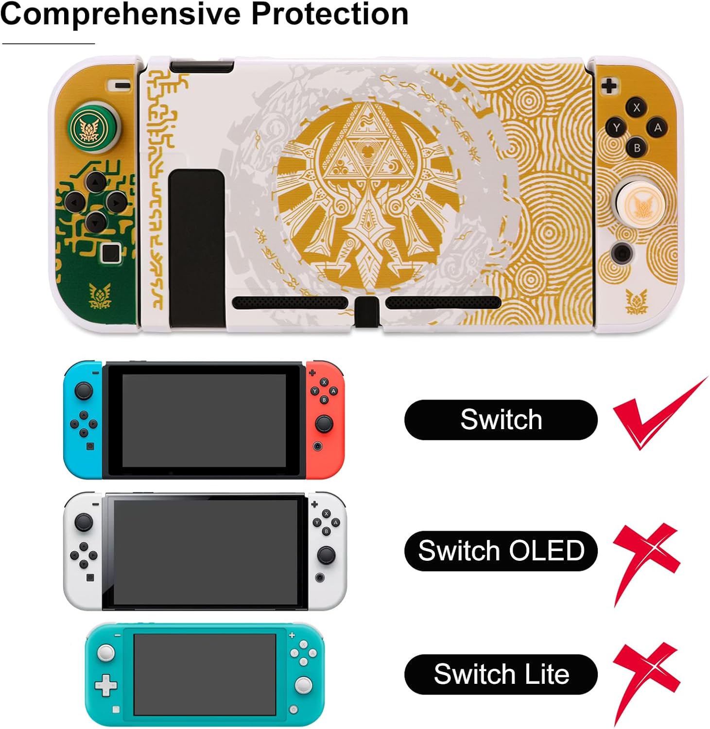 Tscope Protective Case for Nintendo Switch, for Tears of The Kingdom Hard Shell Dockable Anti-Scratch Shockproof Slim Cover for NS Consolo Joy-Cons (Switch White) - Image 4
