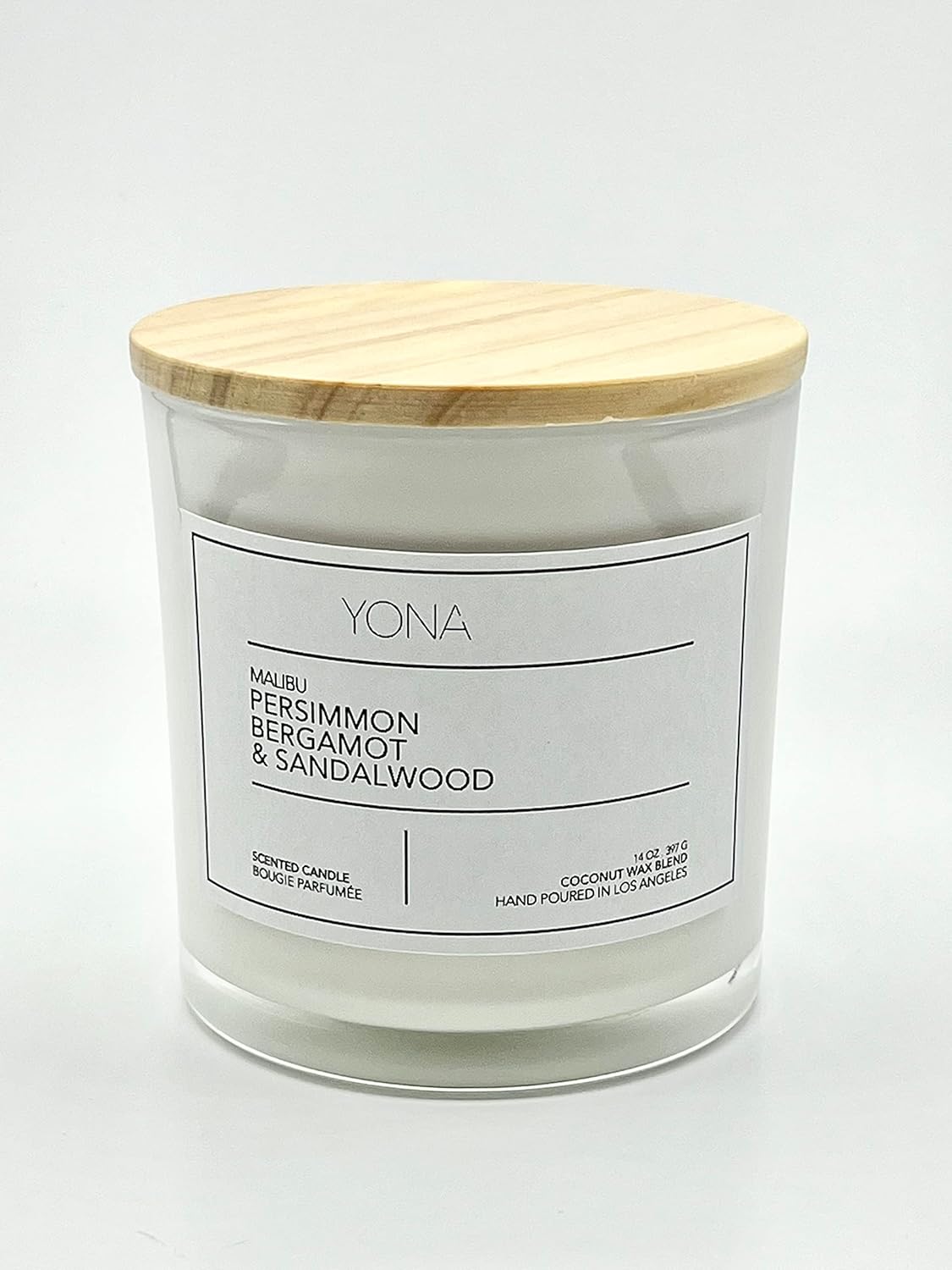 Persimmon, Bergamot & Sandalwood Scented Candle (14oz./397g) Made with Coconut Wax Blend, Highly Scented. Large Size Candle with Two Wicks. Handmade in Los Angeles, CA.