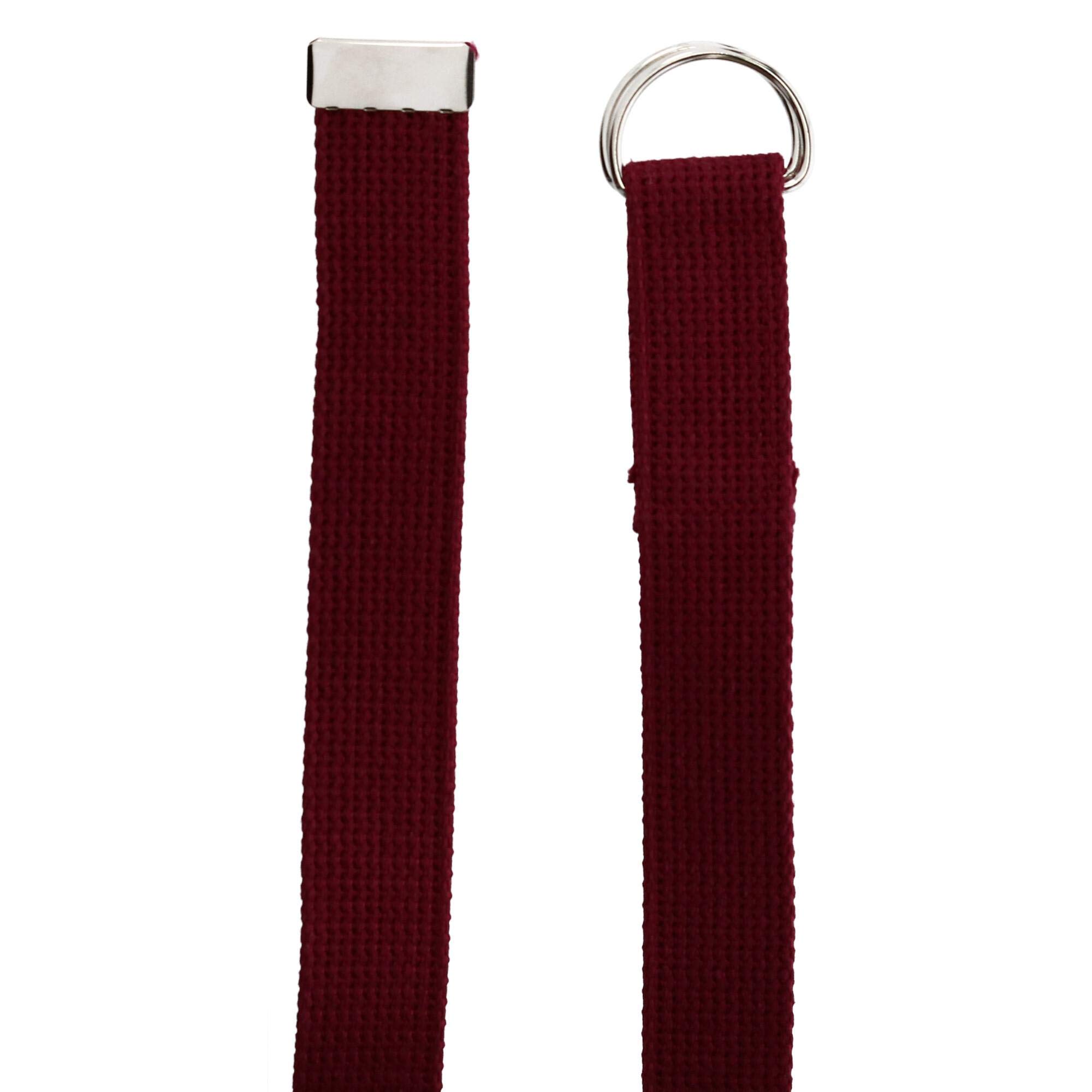 CTM Cotton Web Belt with D Ring Buckle, Burgundy