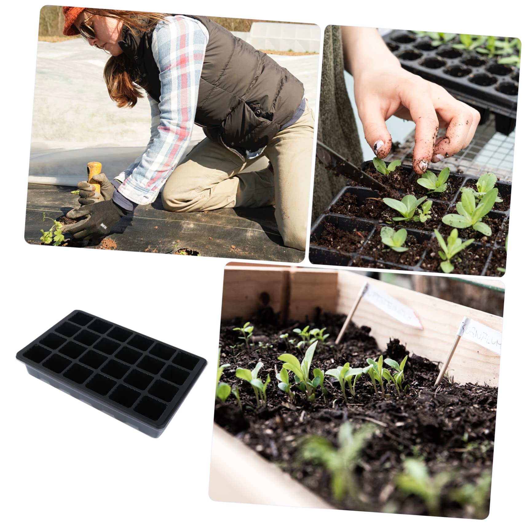 INOOMP 3piezas Bandejas de Germinación para Plantas Macetas de Vivero con Tapa Bandeja de Cultivo Hidropónico Negra para Semilleros