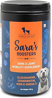 HUFT Sara's Boosters Bone & Joint Mobility Dog Supplement - 300gm | Bone Strength & Gut Health | Promotes Flexibility | Multi-Nutrients | Healthy & Everyday Supplement | All Life Stages | All Breeds