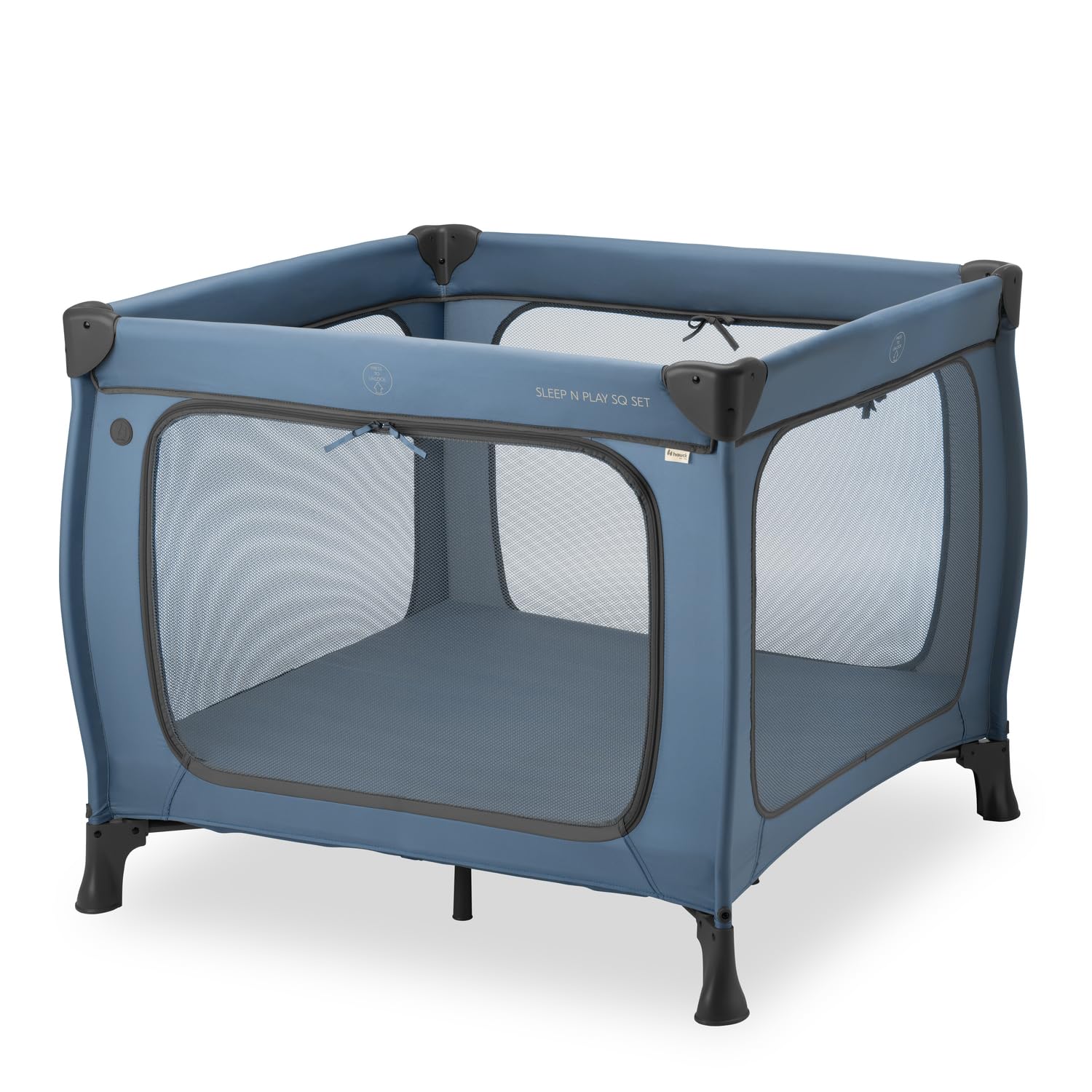 hauck Sleep N Play SQ Set de Cuna de Viaje y Parque Infantil Bebe - Cuna Gemelar con Colchón desde el Nacimiento, Corralito XL Plegable, Parques Infantiles Bolsa de Transporte Incluida - Azul