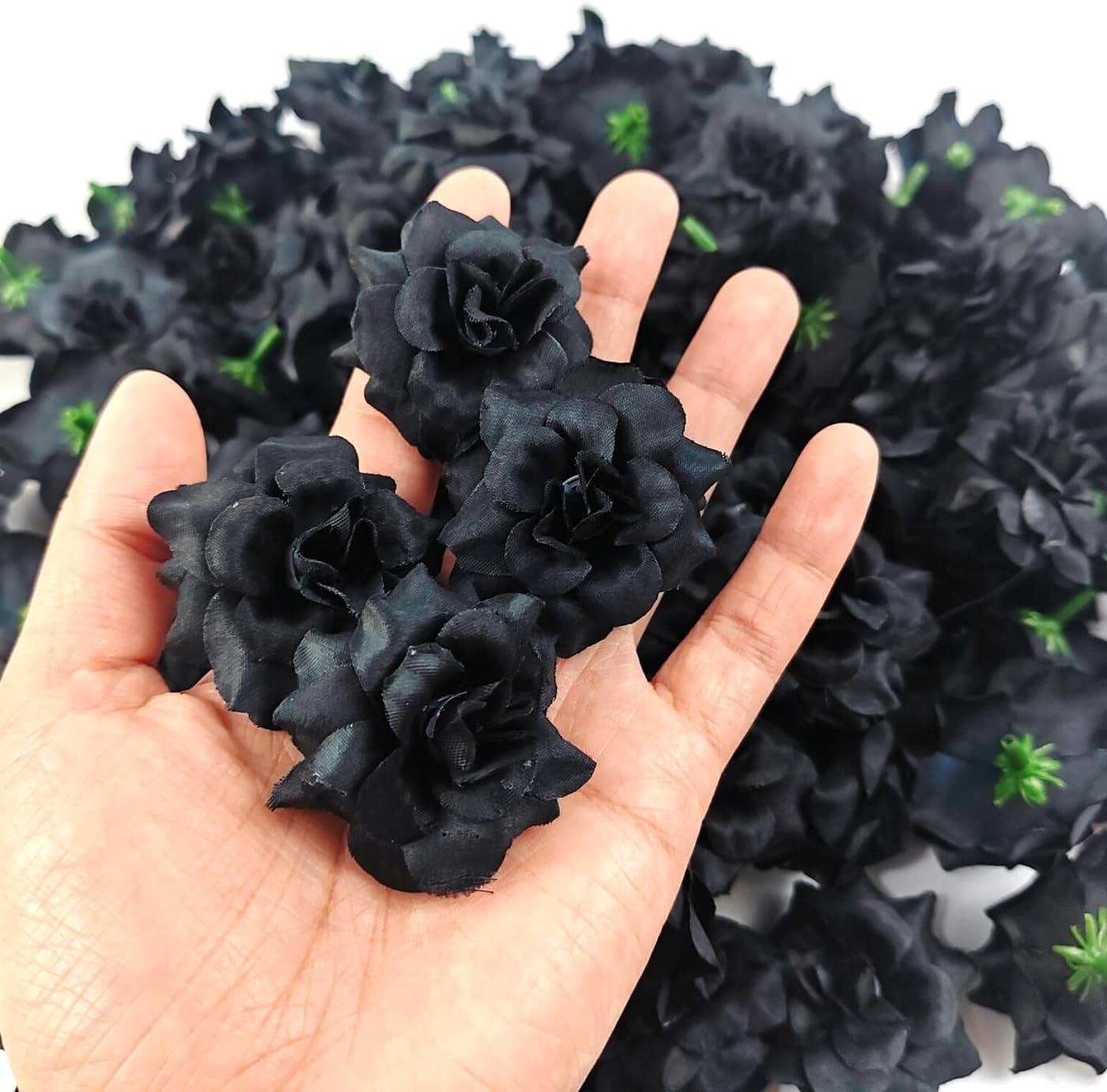 TIHOOD 55PCS Black Mini Roses Artificial Flowers Bulk, 1.77 Inch Small Silk Fake Roses Flower Heads for Decoration, Crafts, Wedding Halloween Party Home Decor - Image 6