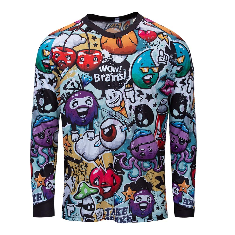 JPOJPO Men's Cycling Jersey MTB T Shirt Long Sleeve Mountain Bike Motorcycle Bicycle Clothes Anti-UV