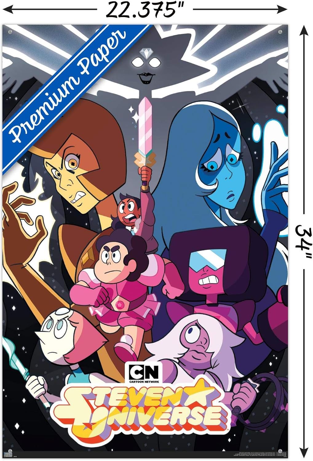 Trends International Steven Universe - One Sheet Wall Poster, 22.37" x 34.00", Premium Poster & Push Pin Bundle
