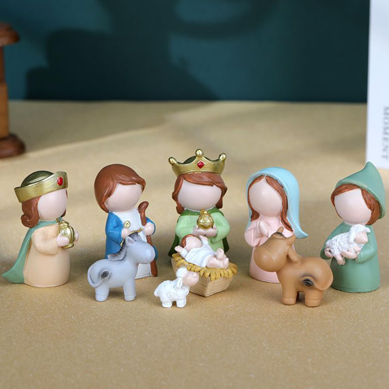 Weihnachtskrippe – anpassbare Display-Optionen, Weihnachtskrippen-Sets, tragbare Geschenkoption Krippen-Set, Weihnachtsszene für Kinder und Erwachsene, christlicher Schreibtisch, Tischregal, Kaminsims