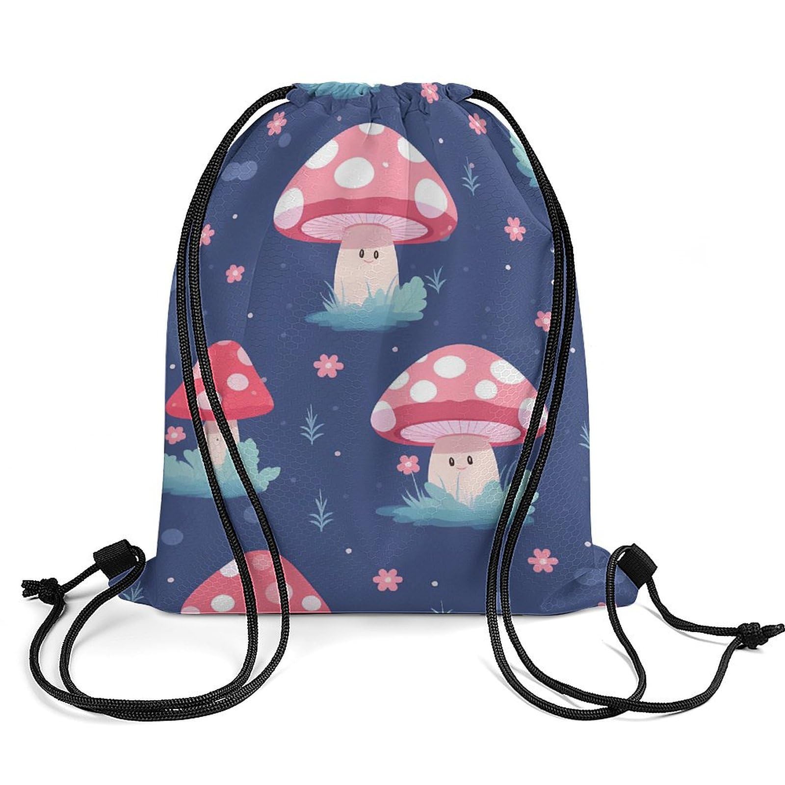 Cute Mushroom-1 Drawstring Backpack Durable Sport Gym Bags Daypack for Men Women 35 * 42cm
