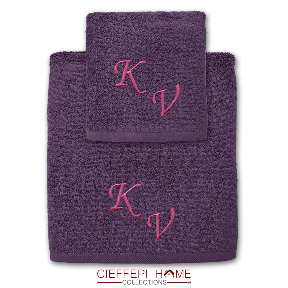 Cieffepi Home Collections Set Bagno (Asciugamano Viso + Ospite) GOLD Personalizzabile in mordiba spugna di puro cotone (Arancione)