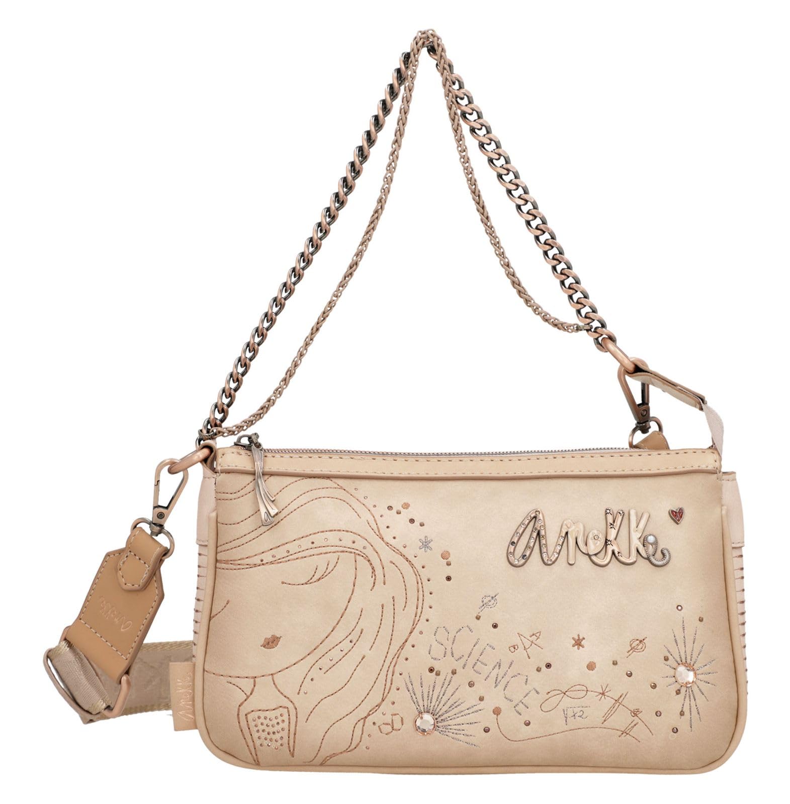 Anekke - Umhängetasche für Damen - Umhängetasche aus Kunstleder für Damen mit verstellbarem Riemen, Metallgriff und Reißverschlüssen - 3 Fächer - Zubehör und Accessoires für Damen - Maße 25 x 15 x 5