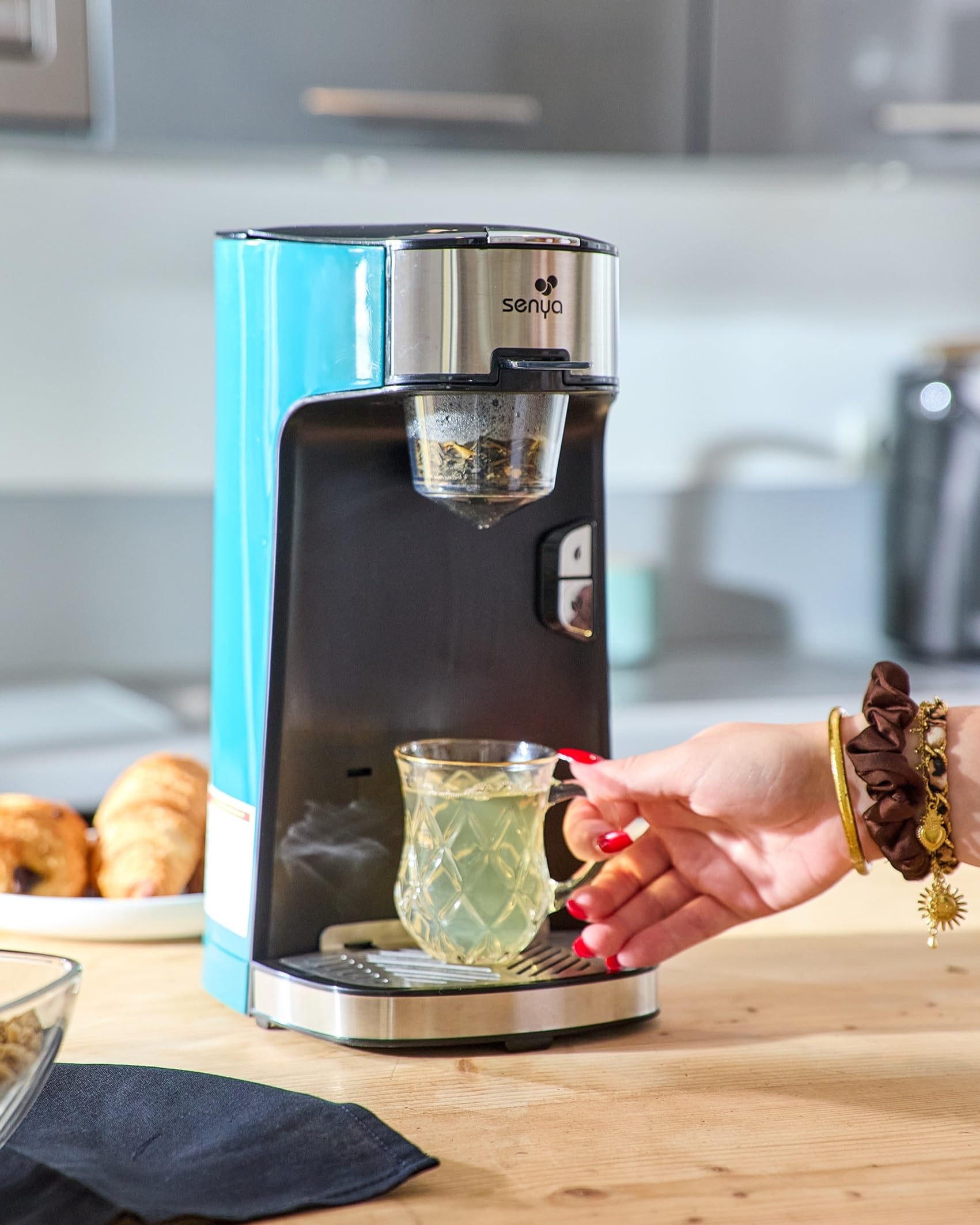 Machine à thé Tea Time SENYA, théière électrique 1415 W avec infuseur amovible